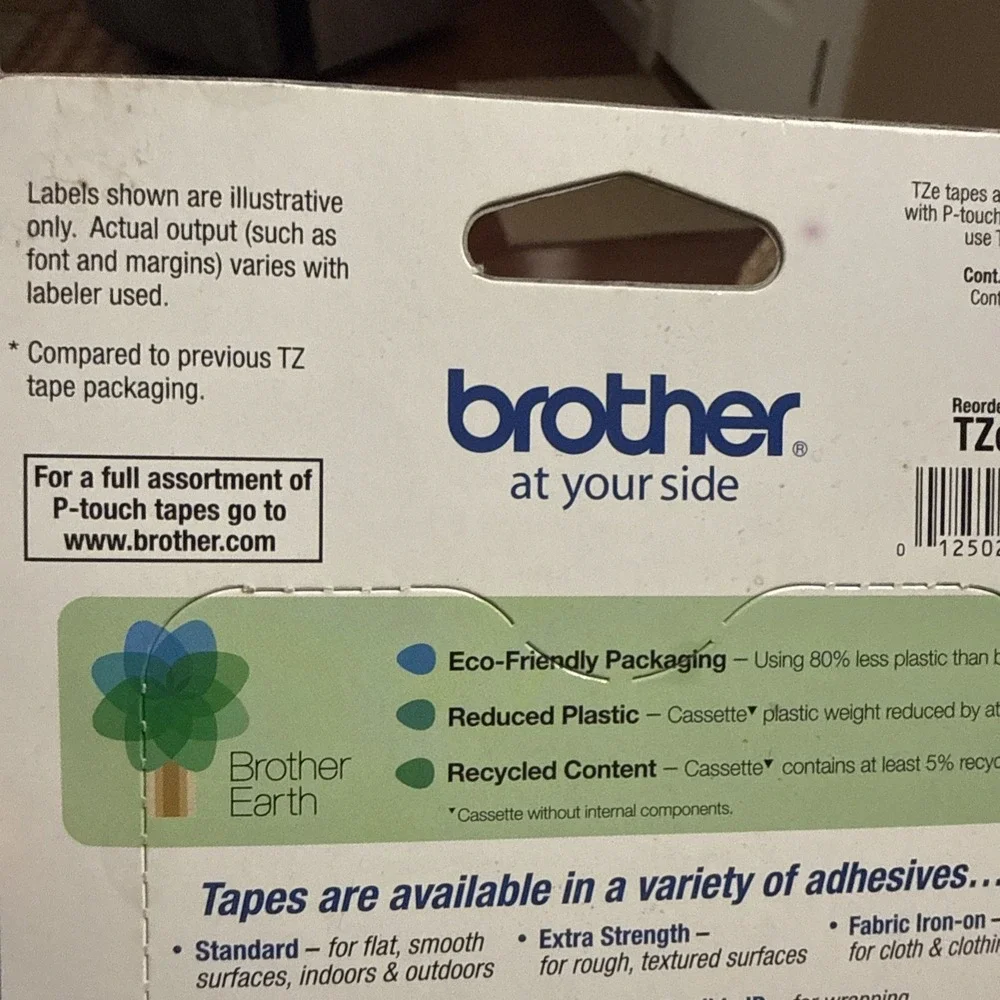 New Brother P-touch TZe-231 Black on White Tape 1/2